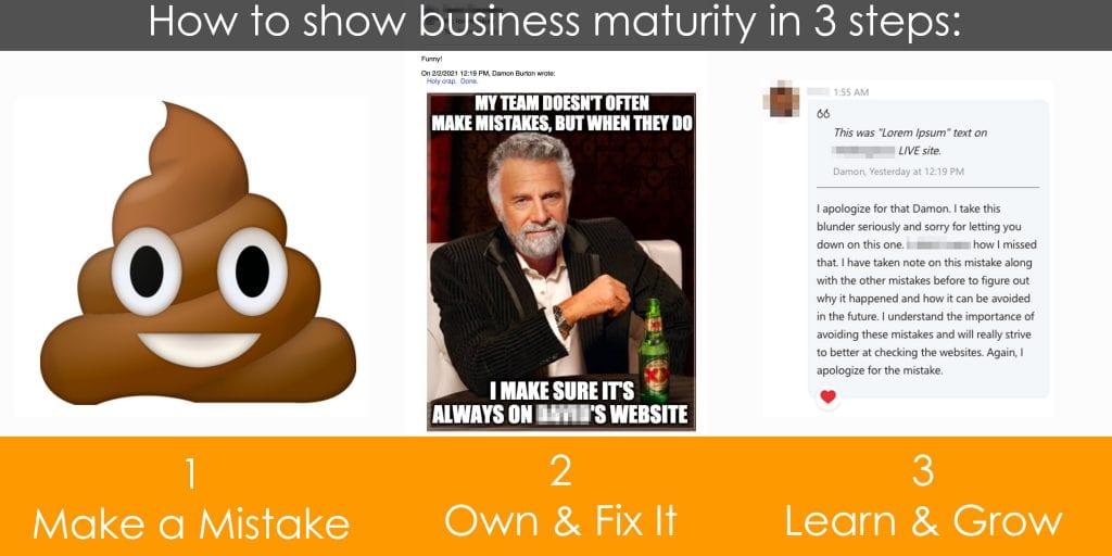 Own Your Mistakes: How to Show Business Maturity in 3 steps