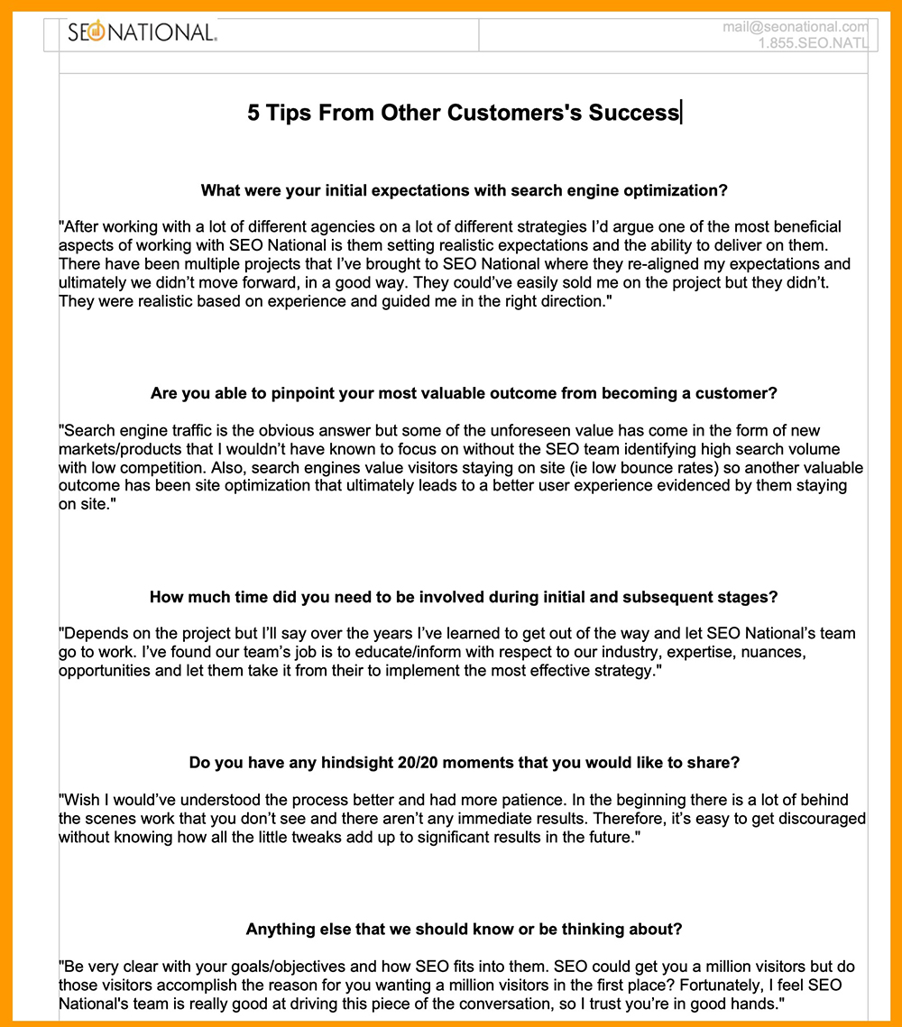 customer feedback