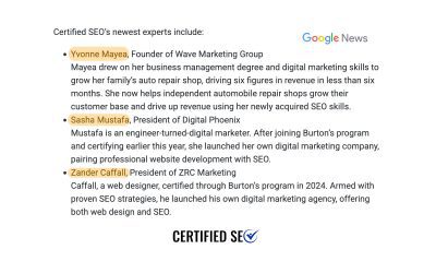 Certified SEO Training